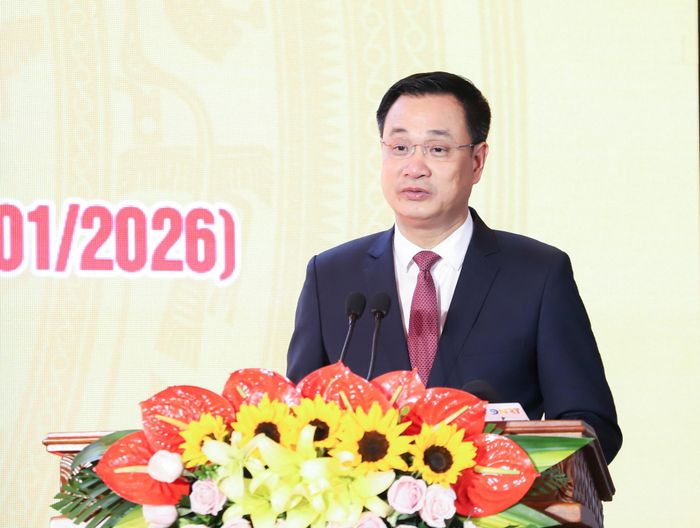 Bí thư Thành ủy Lê Ngọc Quang phát biểu tại lễ kỷ niệm. Ảnh: NGỌC PHÚ
