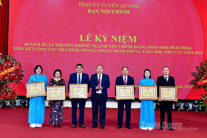 Đồng chí Chủ tịch UBND tỉnh Phan Huy Ngọc trao Bằng khen cho các cá nhân.