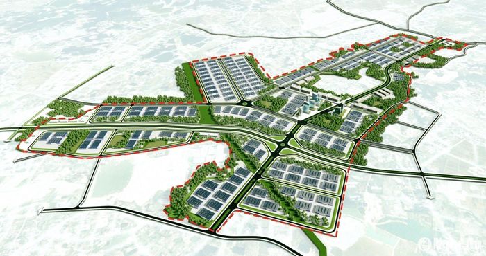 Phối cảnh không gian phân khu sản xuất chế biến gỗ và lâm sản ngoài gỗ ứng dụng công nghệ cao với diện tích 530 ha, tại 2 xã Văn Kiều và Bạch Hà.