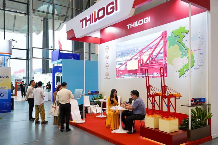Đà Nẵng tập trung thúc đẩy lĩnh vực logistics. Trong ảnh: Gian hàng của Công ty TNHH Giao nhận Vận chuyển Quốc tế Trường Hải (THILOGI) tại một sự kiện logistics năm 2025. Ảnh: MAI QUẾ