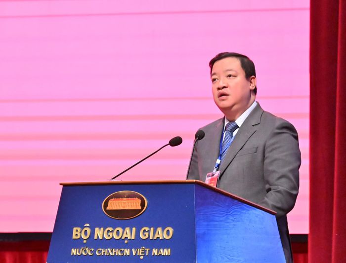 Phó Chủ tịch Liên hiệp các tổ chức hữu nghị Việt Nam Nguyễn Ngọc Hùng phát biểu. Ảnh: Quang Khánh