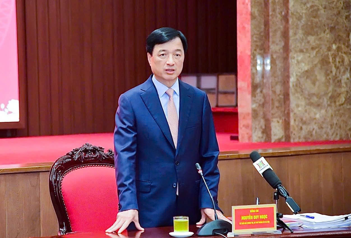 Bí thư Thành ủy Hà Nội Nguyễn Duy Ngọc phát biểu tại hội nghị. Ảnh: QUANG HÒA