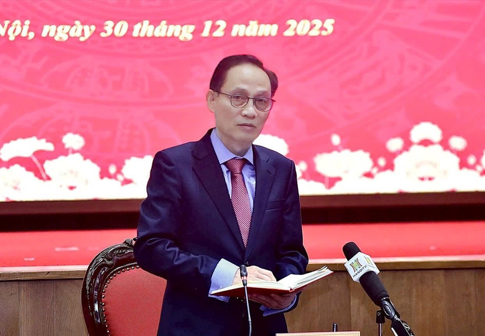 Bộ trưởng Bộ Ngoại giao Lê Hoài Trung phát biểu tại hội nghị. Ảnh: QUANG HÒA