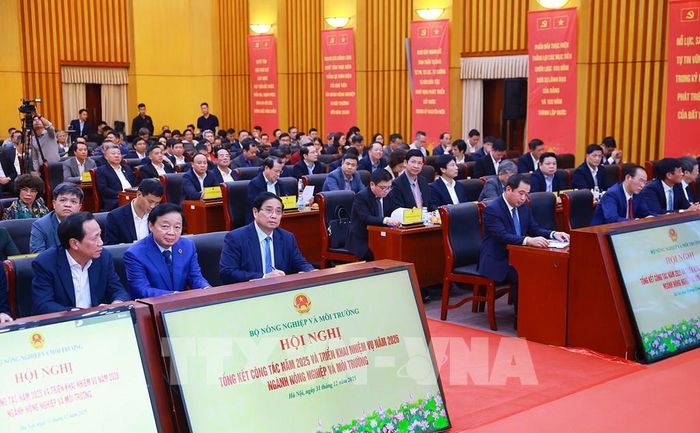 Thủ tướng Phạm Minh Chính dự Hội nghị triển khai nhiệm vụ năm 2026 của ngành Nông nghiệp và Môi trường. Ảnh: Dương Giang-TTXVN 