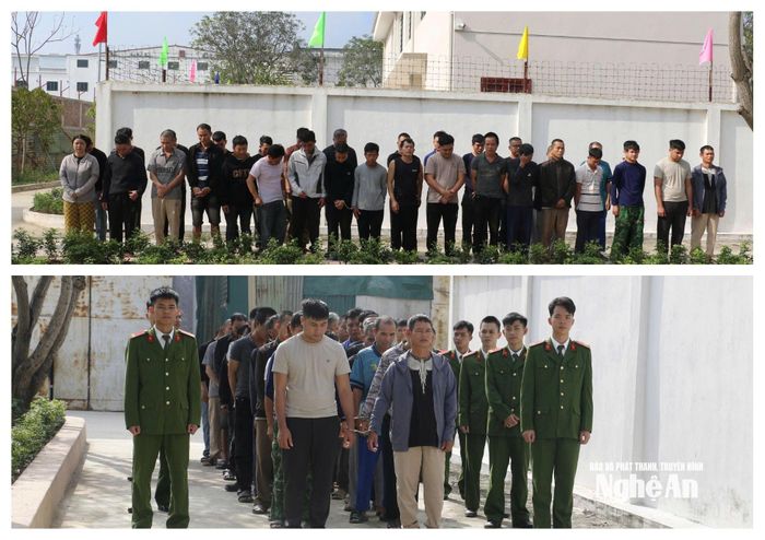 Nhóm đối tượng trong chuyên án bị bắt giữ. Ảnh tư liệu: Hồng Hạnh.