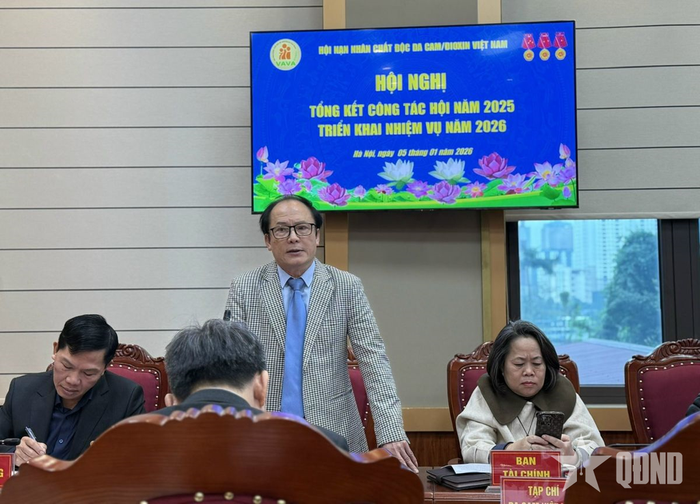  Tiến sĩ Hoàng Anh Tuấn, Trưởng ban Quốc tế-khoa học, Hội Nạn nhân chất độc da cam/dioxin Việt Nam trình bày tham luận tại hội nghị. 