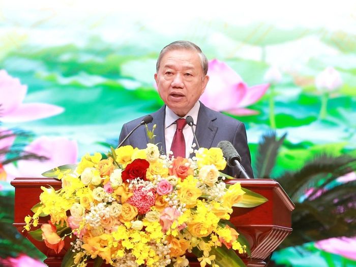 Tổng Bí thư Tô Lâm phát biểu tại lễ kỷ niệm. Ảnh: Cổng thông tin Đảng Cộng sản.