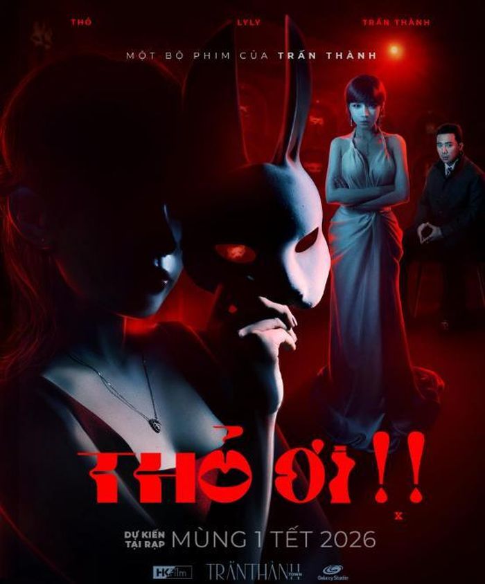 Poster Thỏ ơi!! với gam đỏ - đen u tối cho thấy sự chuyển hướng rõ rệt của Trấn Thành sang màu sắc tâm lý - drama