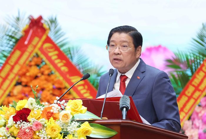 Trưởng Ban Nội chính Trung ương Phan Đình Trạc trình bày diễn văn kỷ niệm. Ảnh: TTXVN