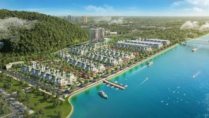 Với quy mô 13,68 ha, Vinh Riverside được quy hoạch đồng bộ gồm 72 căn shophouse, 84 căn biệt thự và một tòa nhà cao tầng, hình thành khu đô thị đẳng cấp ven sông Lam. Ảnh: Phối cảnh dự án