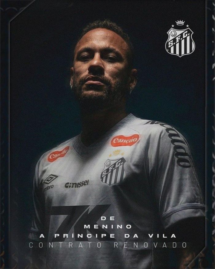 Neymar đã ký hợp đồng mới với Santos, kéo dài đến hết năm 2026 (Ảnh: Santos).