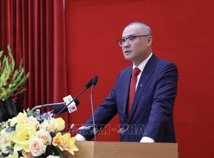 Ông Phạm Đại Dương, tân Bí thư Tỉnh ủy Phú Thọ phát biểu tại hội nghị (Ảnh: TTXVN).