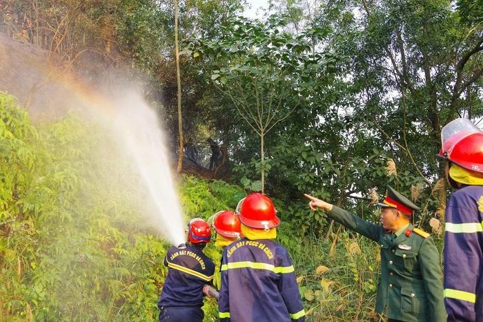 Thượng tá Nguyễn Văn Hải, Phó Lữ đoàn trưởng, kiêm Tham mưu trưởng Lữ đoàn 368 trực tiếp chỉ huy và phối hợp với lực lượng PCCC phường Quang Trung dập tắt đám cháy.