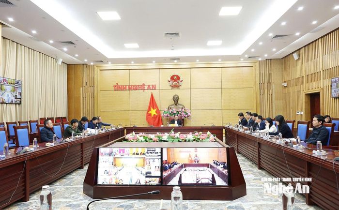 Toàn cảnh hội nghị tại điểm cầu Nghệ An. Ảnh: TH