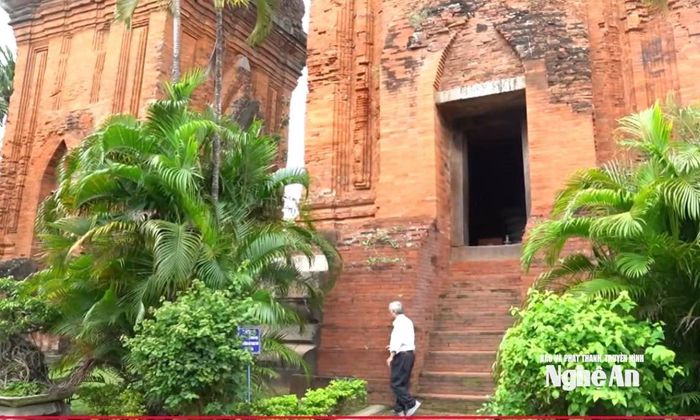 Nhà nghiên cứu Đinh Bá Hòa đi điền giã tại Tháp cổ Chămpa, Bình Định.