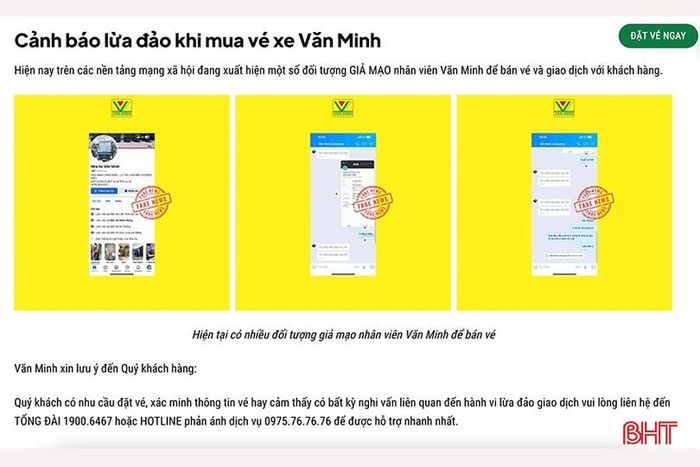 Các doanh nghiệp vận tải Hà Tĩnh tăng cường tuyên truyền về hình thức lừa đảo bán vé trên không gian mạng.