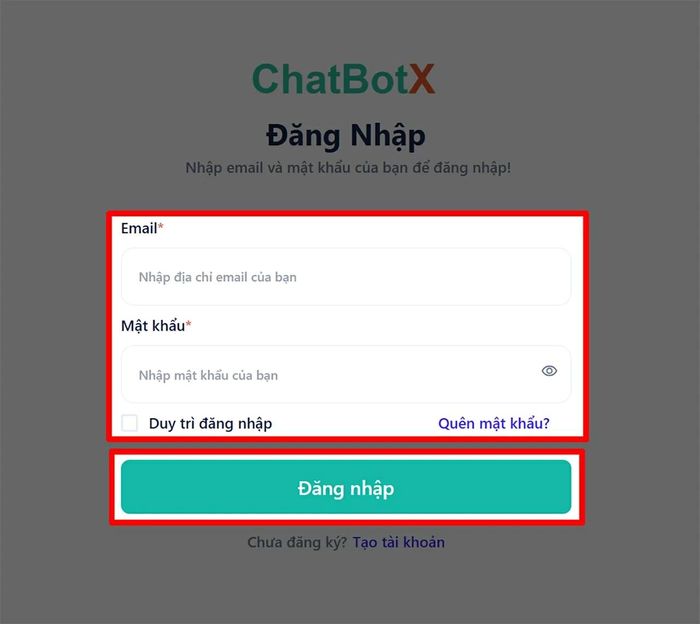 Truy cập trang chủ ChatBotX.