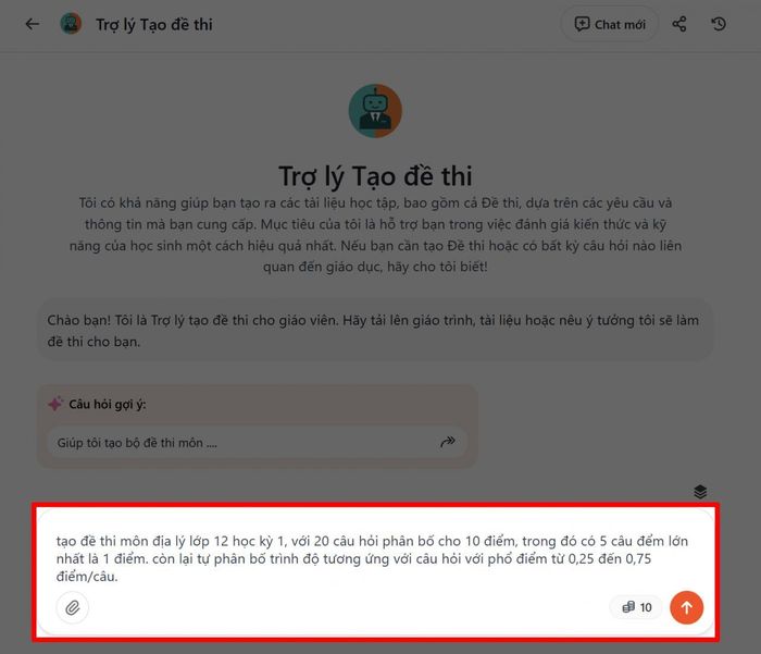 Nhập yêu cầu chi tiết.