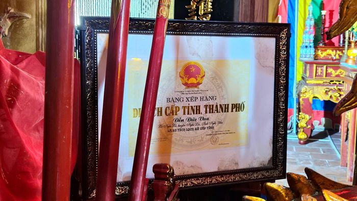Ngày 22/9/2014, UBND tỉnh Nghệ An đã công nhận đền Đức Vua là Di tích lịch sử văn hóa cấp tỉnh. Ảnh: Nguyễn Diệu
