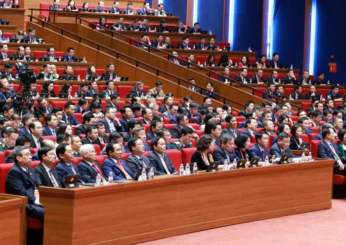 Đoàn đại biểu dự Phiên thảo luận tại hội trường về các văn kiện Đại hội, sáng 21/1. Ảnh: TTXVN