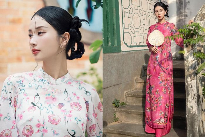 Áo dài họa tiết bản địa. Ảnh: Jun Vũ