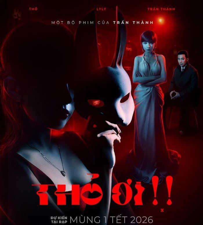 Hình ảnh mặt nạ thỏ poster Thỏ Ơi!!, gợi mở câu chuyện tâm lý u tối của nhân vật trung tâm