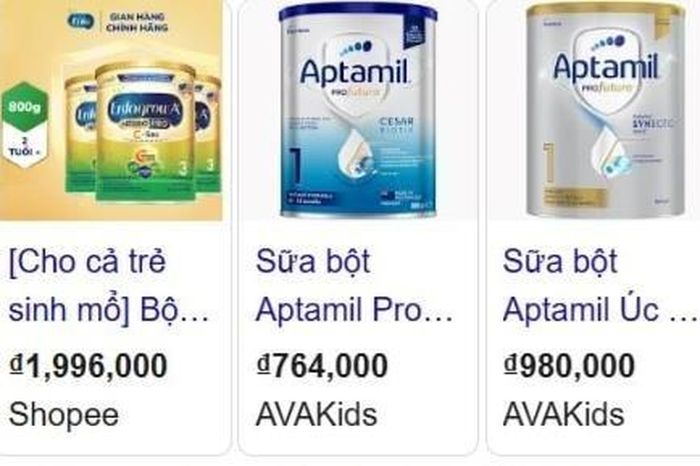 Sữa Aptamil cũng được bán tại thị trường Việt Nam.