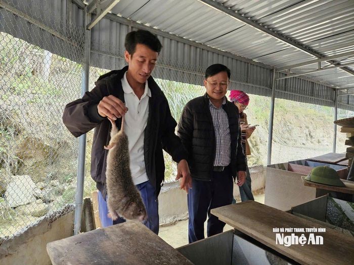 Cán bộ xã Nhôn Mai luôn đồng hành cùng bà con trong tái thiết sinh kế sau lũ. Ảnh: T.P