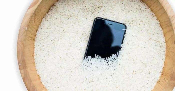 Apple cũng đã nhiều lần khuyến cáo không dùng gạo để "cứu" lấy iPhone khi iPhone bị ướt. Ảnh: Internet