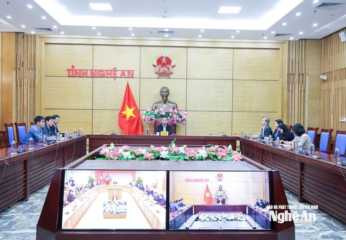 Toàn cảnh điểm cầu tỉnh Nghệ An. Ảnh: Lê Hằng