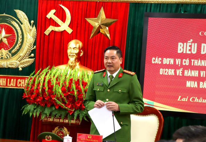 Đại tá Phạm Hải Đăng – Phó Giám đốc Công an tỉnh, Thủ trưởng Cơ quan điều tra Công an tỉnh phát biểu chỉ đạo.
