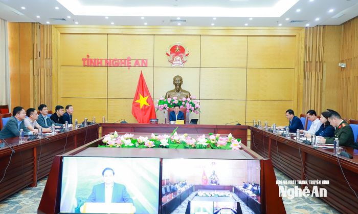 Quang cảnh tại điểm cầu UBND tỉnh Nghệ An. Ảnh: Thành Duy