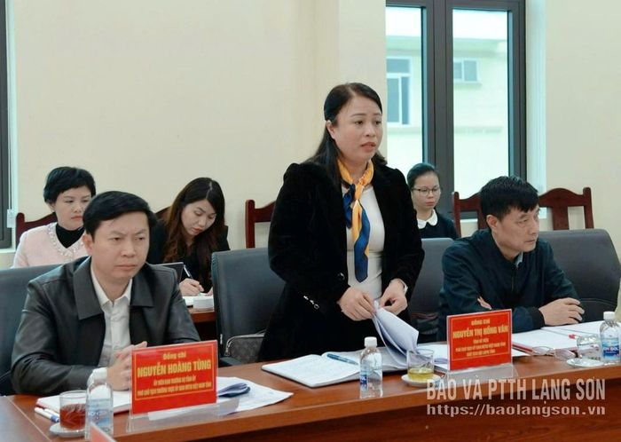 Lãnh đạo Ủy ban MTTTQ Việt Nam tỉnh, Chủ tịch Hội Liên hiệp Phụ nữ tỉnh phát biểu tại buổi làm việc