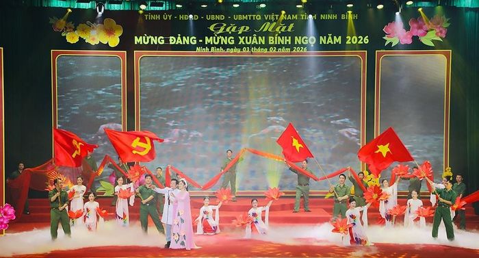 Tiết mục nghệ thuật mừng Đảng, mừng Xuân Bính Ngọ 2026. Ảnh; BNB