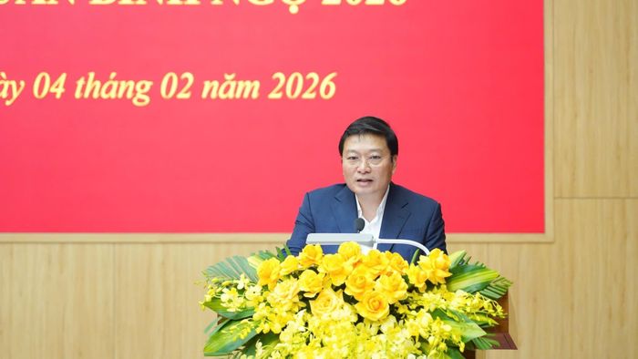 Chủ tịch UBND tỉnh Lê Hồng Vinh phát biểu tại buổi gặp mặt.