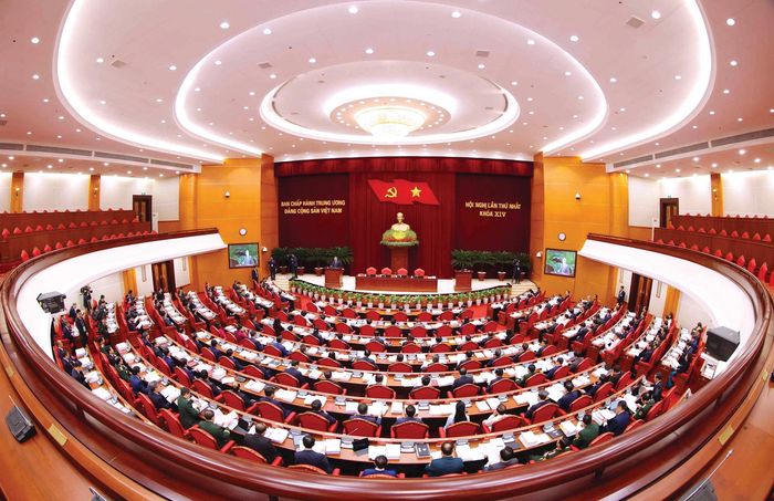 Toàn cảnh Hội nghị lần thứ nhất Khóa XIV của Đảng.