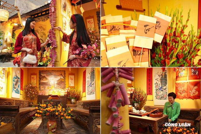 Không gian phòng khách ngày Tết.
