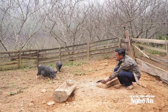 Anh Xồng Bá Thông- bản Huồi Mới chuẩn bị thực phẩm Tết. Ảnh: KL