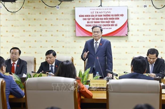 Chủ tịch Quốc hội Trần Thanh Mẫn phát biểu. Ảnh: TTXVN.