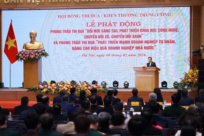 Doanh nhân Đỗ Quang Hiển, Nhà sáng lập, Chủ tịch Điều hành Tập đoàn T&T Group phát biểu tại buổi lễ. Ảnh VGP
