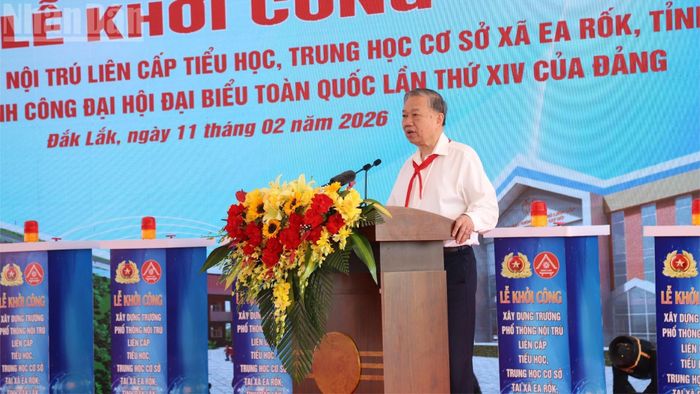  Tổng Bí thư Tô Lâm phát biểu tại lễ khởi công. 