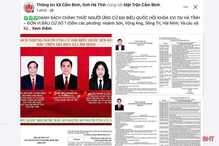 Các địa phương sử dụng mạng xã hội để đăng tải danh sách và tiểu sử các ứng cử viên.