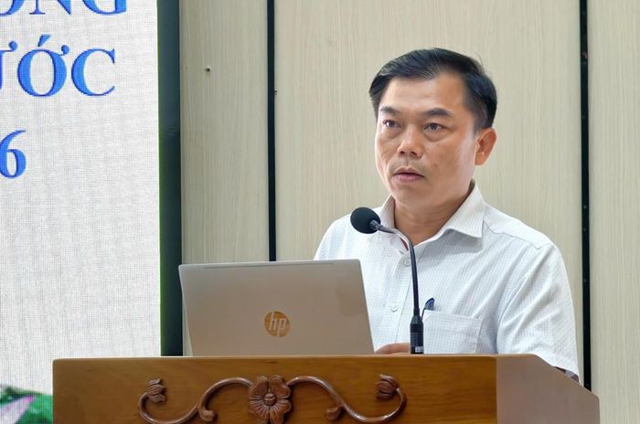  Phó Trưởng Thống kê tỉnh Nguyễn Công Luận phát biểu tại hội nghị. Ảnh: Dũng Nhân 