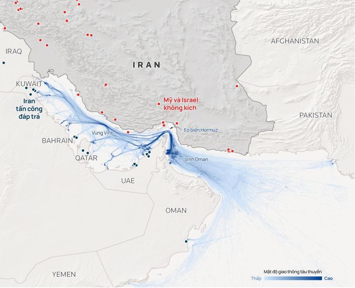 Vị trí chiến lược của eo biển Hormuz.
