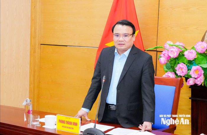 Phó Chủ tịch UBND tỉnh Phùng Thành Vinh kết luận cuộc làm việc. Ảnh: TL