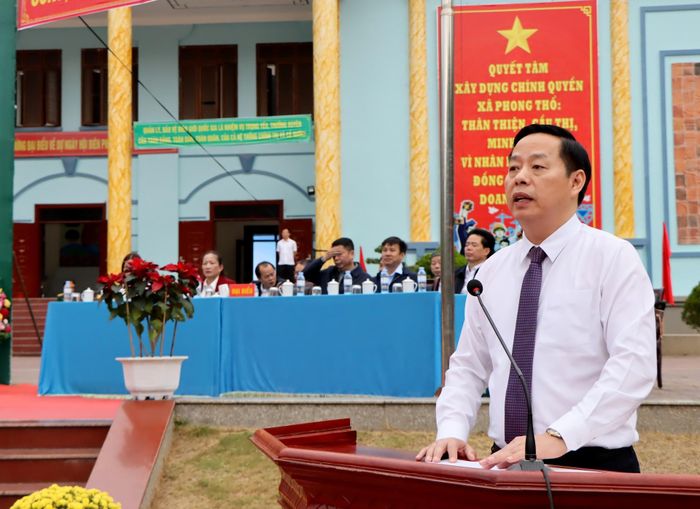 Đồng chí Hà Quang Trung - Phó Bí thư Tỉnh ủy, Chủ tịch UBND tỉnh phát biểu chỉ đạo tại buổi lễ.