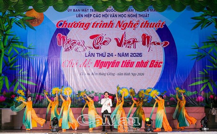 Ca khúc: “Cà Mau mới” (thơ: Nguyễn Hồ Hải; nhạc: Nhạc sĩ Nguyễn Ngọc Hiện, Biên đạo: Bích Ngọc), biểu diễn: Ca sĩ Nhật Tân và nhóm múa Trung tâm Văn hoá tỉnh Cà Mau.