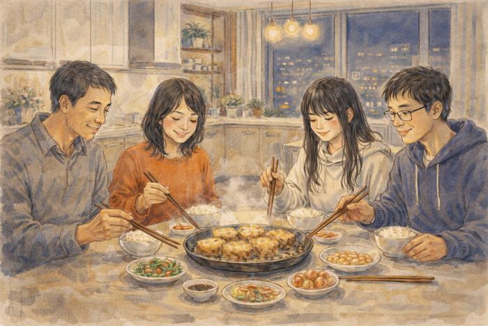 Bánh chưng rán gợi ký ức bao câu chuyện cũ (Tranh minh họa).