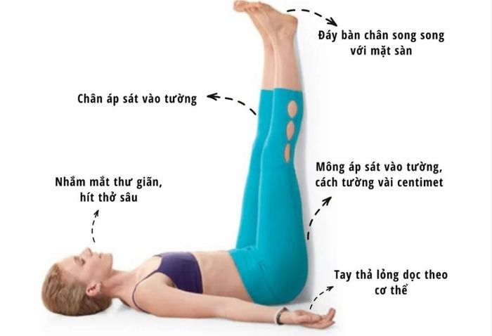 Cách thực hiện tư thế gác chân lên tường.