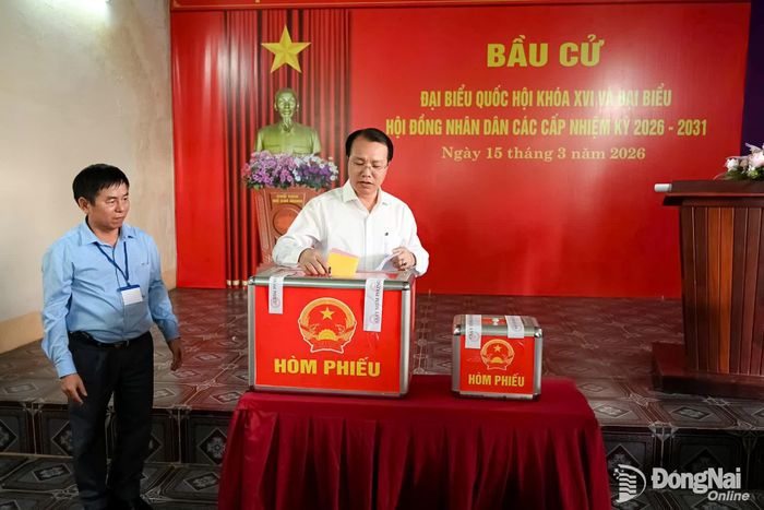 Diễn tập bầu cử tại phường Bình Phước, tỉnh Đồng Nai. Ảnh: Phạm Quang